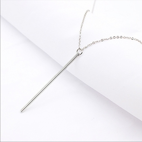 Sterling Silver Dainty Long Bar Necklace NWOT - Picture 2 of 3